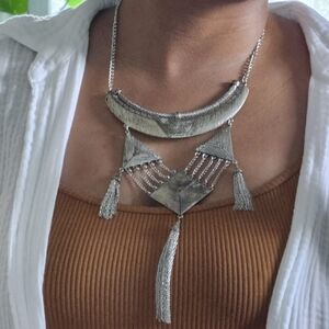 Boho Tribal Silver Necklace